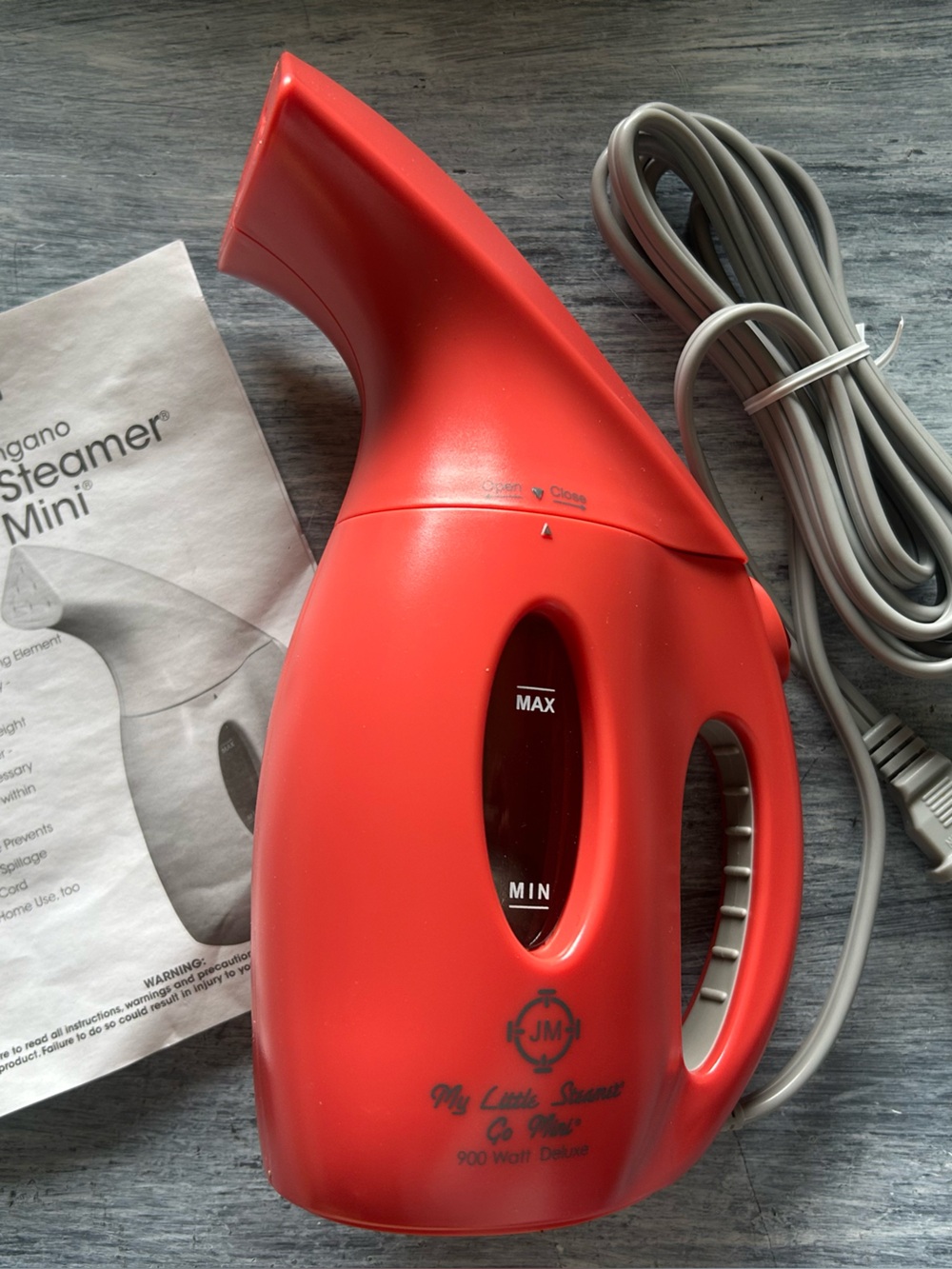 NEW Joy Mangano Go Steamer Mini Travel, Portable Orange